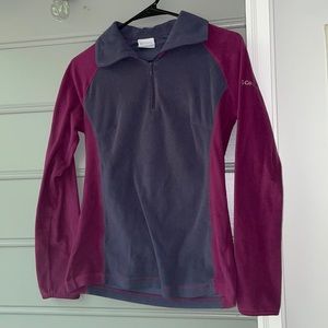 Womens Columbia Fleece 3/4 Zip up Magenta and Purple Size Small